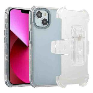 For iPhone 13 Frosted PC+TPU Phone Case with Back Clip(Transparent Blue)