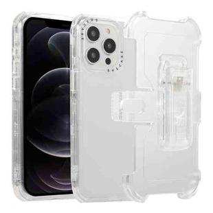 For iPhone 12 Pro Max Frosted PC+TPU Phone Case with Back Clip(White)