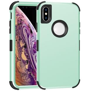 For iPhone XS Max 3 in 1 All-inclusive Shockproof Airbag Silicone + PC Case(Green)