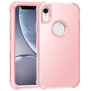For iPhone XR 3 in 1 All-inclusive Shockproof Airbag Silicone + PC Case(Rose Gold)