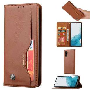For Samsung Galaxy S25+ 5G Knead Skin Texture Flip Leather Phone Case(Brown)