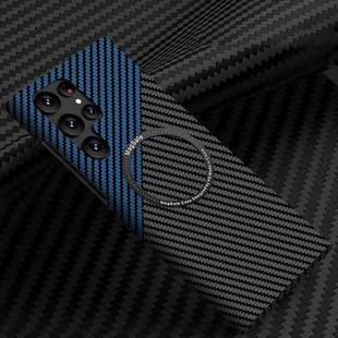 For Samsung Galaxy S25 Ultra 5G Carbon Fiber Texture MagSafe Magnetic Phone Case(Black Blue)