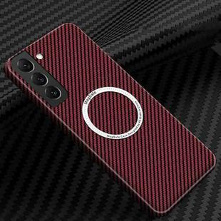 For Samsung Galaxy S25 5G Carbon Fiber Texture MagSafe Magnetic Phone Case(Red)