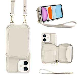 For iPhone 11 Multifunctional Zipper Wallet RFID Phone Leather Case(White)