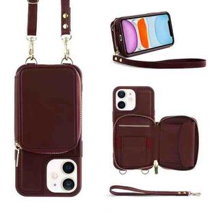 For iPhone 11 Multifunctional Zipper Wallet RFID Phone Leather Case(Wine Red)