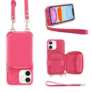 For iPhone 11 Multifunctional Zipper Wallet RFID Phone Leather Case(Rose Red)