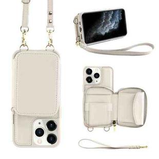 For iPhone 11 Pro Multifunctional Zipper Wallet RFID Phone Leather Case(White)