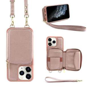 For iPhone 11 Pro Multifunctional Zipper Wallet RFID Phone Leather Case(Rose Gold)