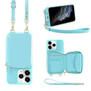 For iPhone 11 Pro Multifunctional Zipper Wallet RFID Phone Leather Case(Mint Green)