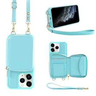 For iPhone 11 Pro Max Multifunctional Zipper Wallet RFID Phone Leather Case(Mint Green)