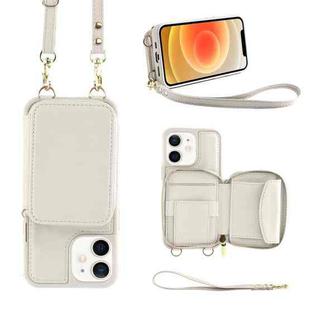 For iPhone 12 Multifunctional Zipper Wallet RFID Phone Leather Case(White)