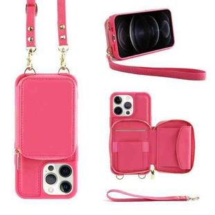 For iPhone 12 Pro Multifunctional Zipper Wallet RFID Phone Leather Case(Rose Red)