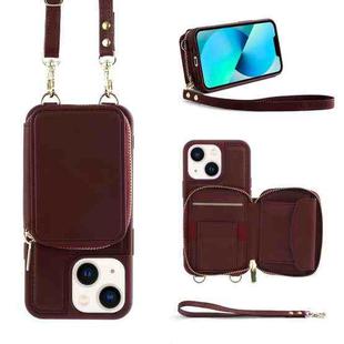 For iPhone 13 Multifunctional Zipper Wallet RFID Phone Leather Case(Wine Red)