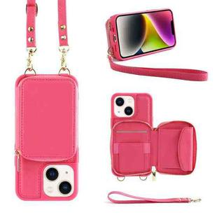 For iPhone 14 Plus Multifunctional Zipper Wallet RFID Phone Leather Case(Rose Red)