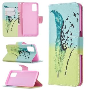 For Oppo A72 / A52 / A92 Colored Drawing Pattern Horizontal Flip Leather Case with Holder & Card Slots & Wallet(Feather)