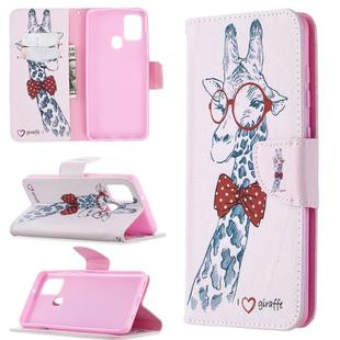 For Samsung Galaxy A21s Colored Drawing Pattern Horizontal Flip Leather Case with Holder & Card Slots & Wallet(Deer)