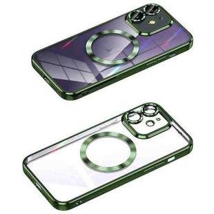 For iPhone 11 MagSafe CD Texture Metal Lens Frame Full Coverage Phone Case(Green)