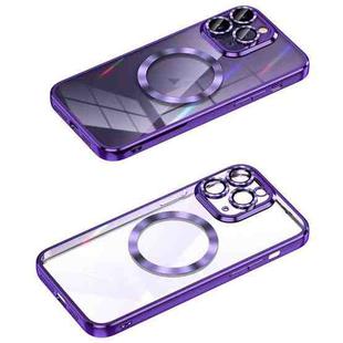 For iPhone 11 Pro Max MagSafe CD Texture Metal Lens Frame Full Coverage Phone Case(Purple)