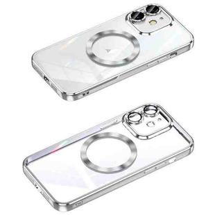 For iPhone 12 MagSafe CD Texture Metal Lens Frame Full Coverage Phone Case(Silver)