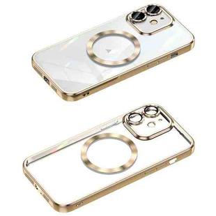 For iPhone 12 MagSafe CD Texture Metal Lens Frame Full Coverage Phone Case(Gold)