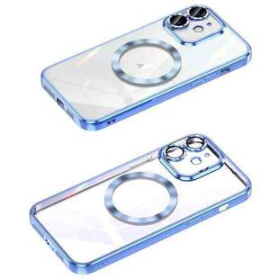 For iPhone 12 MagSafe CD Texture Metal Lens Frame Full Coverage Phone Case(Blue)