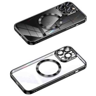 For iPhone 12 Pro Max MagSafe CD Texture Metal Lens Frame Full Coverage Phone Case(Black)