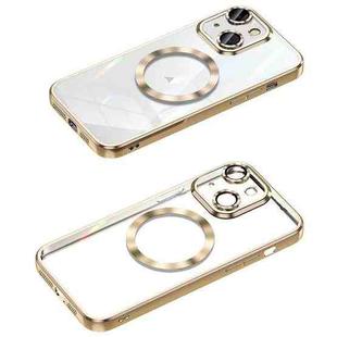 For iPhone 13 MagSafe CD Texture Metal Lens Frame Full Coverage Phone Case(Gold)