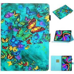 For Lenovo Tab M11/ Xiaoxin Pad 11 2024 Coloured Drawing Stitching Smart Leather Tablet Case(Green Butterfly)