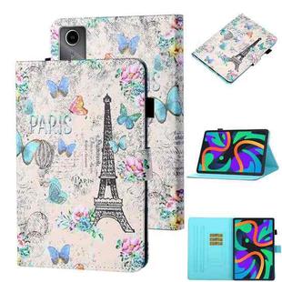 For Lenovo Tab M11/ Xiaoxin Pad 11 2024 Coloured Drawing Stitching Smart Leather Tablet Case(Tower Butterflies)