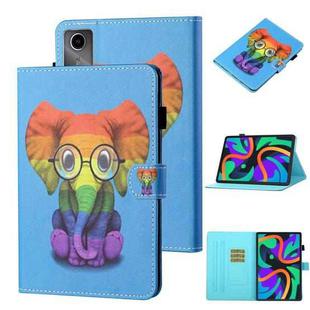 For Lenovo Tab M11/ Xiaoxin Pad 11 2024 Coloured Drawing Stitching Smart Leather Tablet Case(Colorful Elephant)
