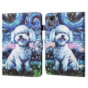 For Lenovo Tab M11/ Xiaoxin Pad 11 2024 Coloured Drawing Stitching Smart Leather Tablet Case(Oil Painting Dog)