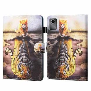 For Lenovo Tab M11/ Xiaoxin Pad 11 2024 Coloured Drawing Stitching Smart Leather Tablet Case(Cat and Tiger)