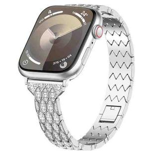 For Apple Watch Series 9 45mm Devil Eye Diamond Bracelet Metal Watch Band(Silver)