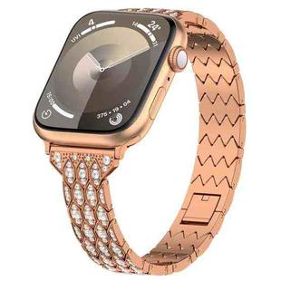 For Apple Watch Series 8 45mm Devil Eye Diamond Bracelet Metal Watch Band(Rose Gold)