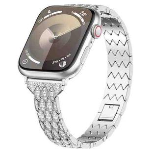 For Apple Watch SE 44mm Devil Eye Diamond Bracelet Metal Watch Band(Silver)