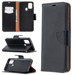 For Samsung Galaxy A21s Pure Color Horizontal Flip PU Leather Case with Holder & Card Slots & Wallet & Lanyard(Black)