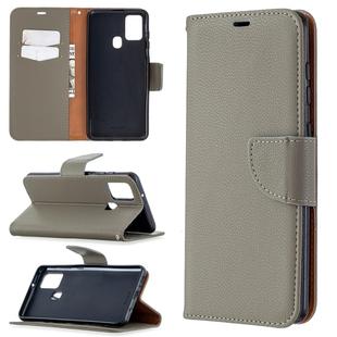 For Samsung Galaxy A21s Pure Color Horizontal Flip PU Leather Case with Holder & Card Slots & Wallet & Lanyard(Grey)