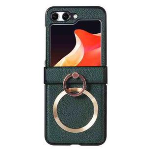 For Samsung Galaxy Z Flip6 MagSafe Ring Holder Three-stage Folding Phone Case(Green)