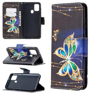 For Samsung Galaxy A21s Colored Drawing Horizontal Flip Leather Case with Holder & Card Slots & Wallet(Big Butterfly)