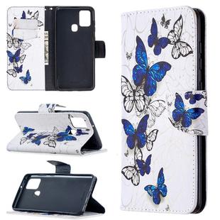 For Samsung Galaxy A21s Colored Drawing Horizontal Flip Leather Case with Holder & Card Slots & Wallet(Butterflies)