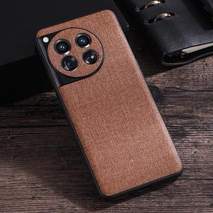 For OnePlus 12 Cloth Texture PU + TPU Phone Case(Brown)