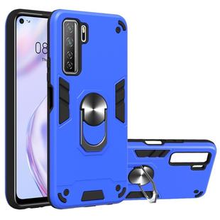 For Huawei Nova 7 SE / P40 Lite 5G 2 in 1 Armour Series PC + TPU Protective Case with Ring Holder(Dark Blue)