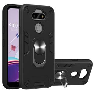 For LG K31 2 in 1 Armour Series PC + TPU Protective Case with Ring Holder(Black)