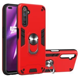For OPPO Realme 6 Pro 2 in 1 Armour Series PC + TPU Protective Case with Ring Holder(Red)