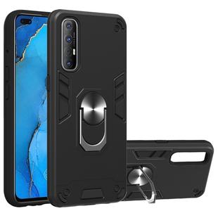 For OPPO Reno3 Pro (India) 2 in 1 Armour Series PC + TPU Protective Case with Ring Holder(Black)