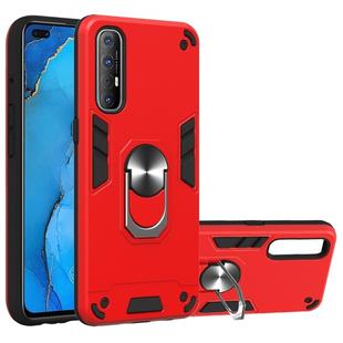 For OPPO Reno3 Pro (India) 2 in 1 Armour Series PC + TPU Protective Case with Ring Holder(Red)