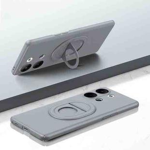 For OPPO Reno9 / 9Pro Magsafe Hidden Fold Holder Full Coverage Shockproof Phone Case(Grey)