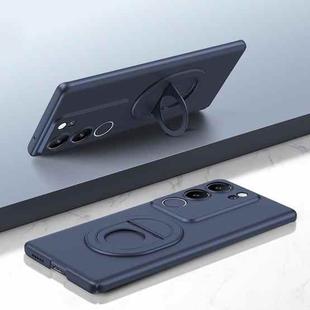For vivo S17 Pro Magsafe Hidden Fold Holder Full Coverage Shockproof Phone Case(Blue)