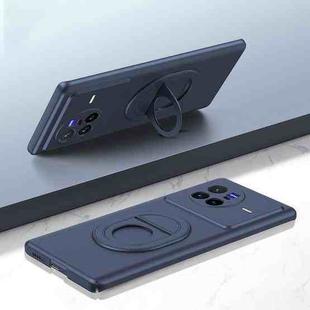 For vivo X80 Magsafe Hidden Fold Holder Full Coverage Shockproof Phone Case(Blue)