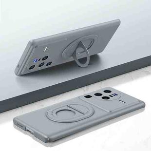 For vivo X80 Pro Magsafe Hidden Fold Holder Full Coverage Shockproof Phone Case(Grey)